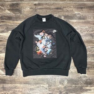 Nike Graphic Crewneck Sweatshirt Black Floral Bird Air Force 1 Medium GUC